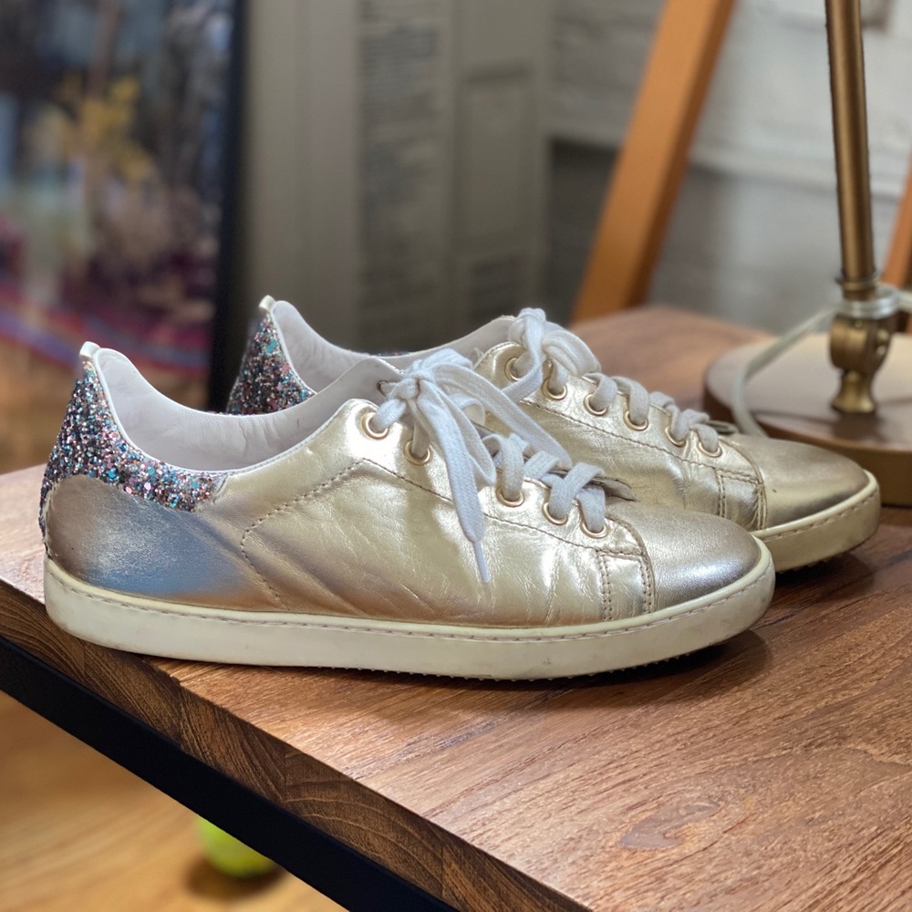 Maje Gold Multi Glitter Sneakers Size 38